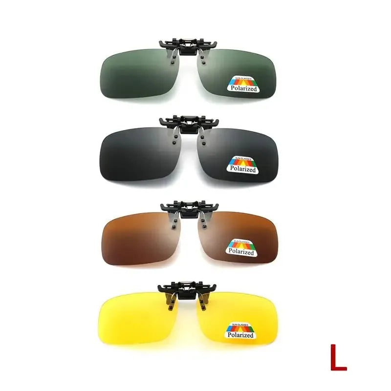 Polarized Clip-On Sunglasses with 4 Color Grey Lenses for UV Protection and Night Vision - Ideal for Driving and Fishing