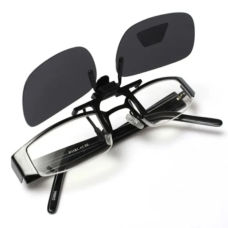 Polarized Clip-On Sunglasses with 4 Color Grey Lenses for UV Protection and Night Vision - Ideal for Driving and Fishing