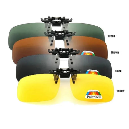 Polarized Clip-On Sunglasses with 4 Color Grey Lenses for UV Protection and Night Vision - Ideal for Driving and Fishing