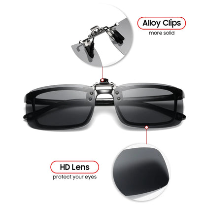 Mirror Blue Flip up Clip on Sunglasses Fishing Men Square Polarized Lens Metal Night Vision Driving UV400 Women Glasses