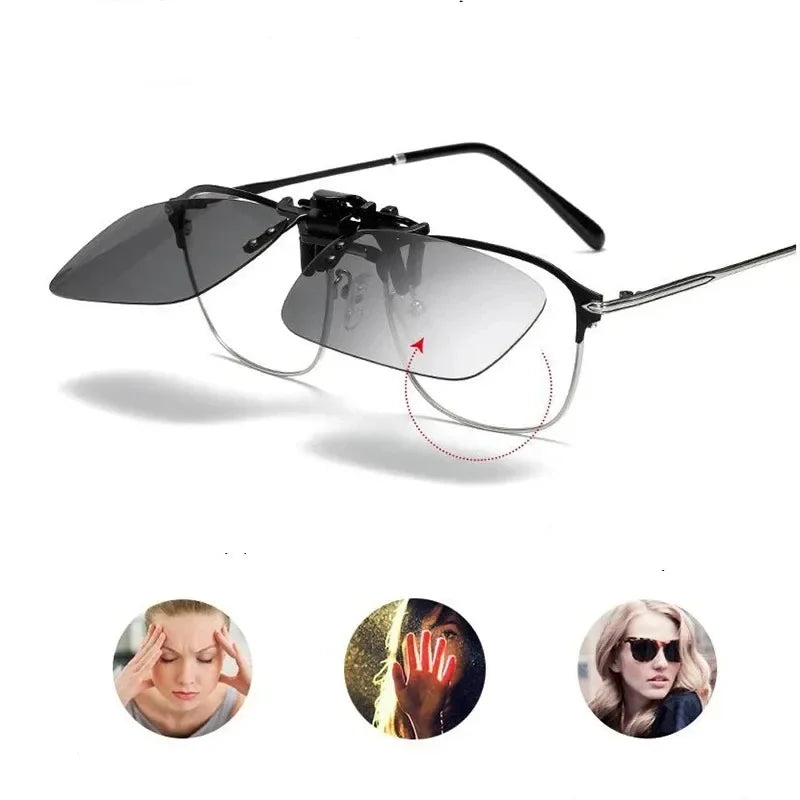 Polarized Clip-On Sunglasses with 4 Color Grey Lenses for UV Protection and Night Vision - Ideal for Driving and Fishing