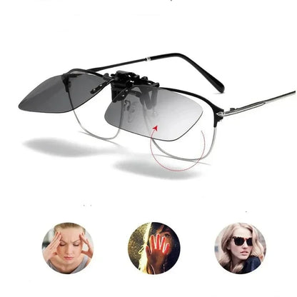 Polarized Clip-On Sunglasses with 4 Color Grey Lenses for UV Protection and Night Vision - Ideal for Driving and Fishing