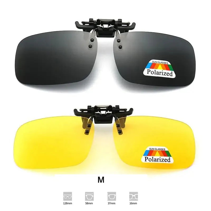 Polarized Clip-On Sunglasses with 4 Color Grey Lenses for UV Protection and Night Vision - Ideal for Driving and Fishing