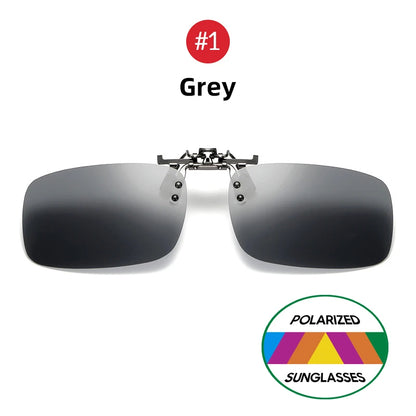 Mirror Blue Flip up Clip on Sunglasses Fishing Men Square Polarized Lens Metal Night Vision Driving UV400 Women Glasses