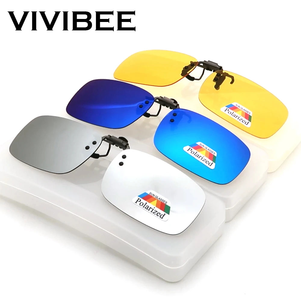 Mirror Blue Flip up Clip on Sunglasses Fishing Men Square Polarized Lens Metal Night Vision Driving UV400 Women Glasses