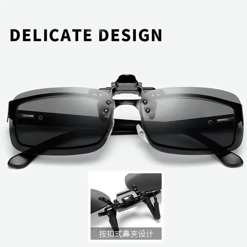 Polarized Clip-On Sunglasses with 4 Color Grey Lenses for UV Protection and Night Vision - Ideal for Driving and Fishing