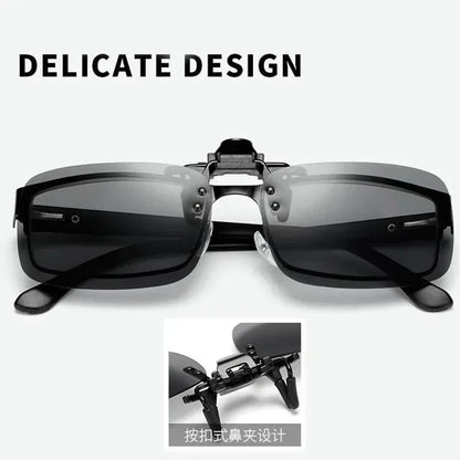 Polarized Clip-On Sunglasses with 4 Color Grey Lenses for UV Protection and Night Vision - Ideal for Driving and Fishing